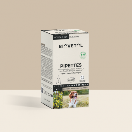 12 Pipettes insectifuges - Moyen Chien Bio