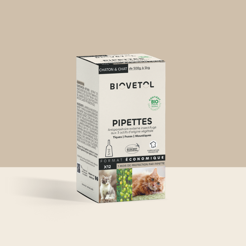 12 Pipettes insectifuges - Chat / Chaton Bio