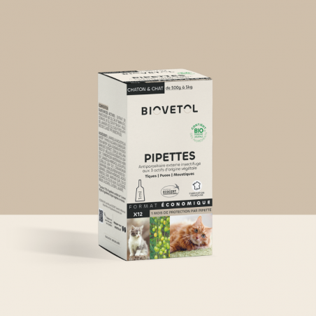 12 Pipettes insectifuges - Chat / Chaton Bio