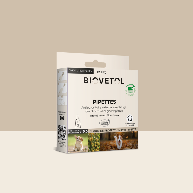 6 Pipettes insectifuges - Chiot / Petit Chien bio