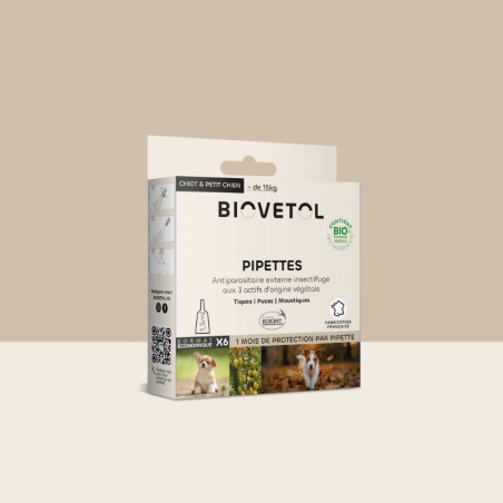6 Pipettes insectifuges - Chiot / Petit Chien bio